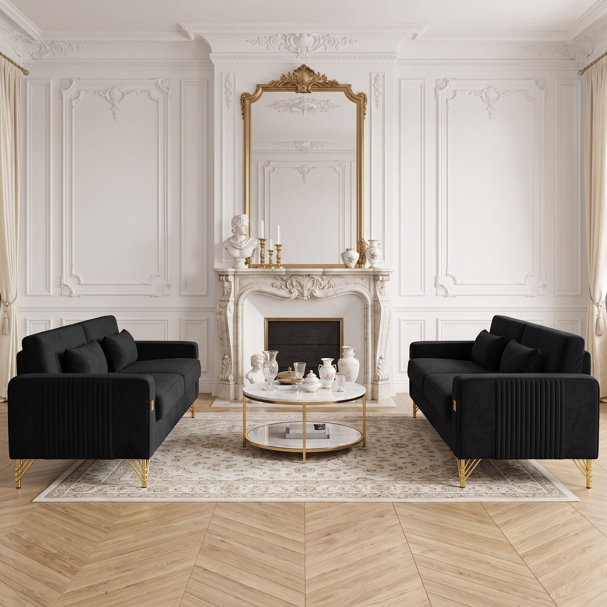 2 Pieces Sofa Sofa Set With Removable Cushions For Home Apartment