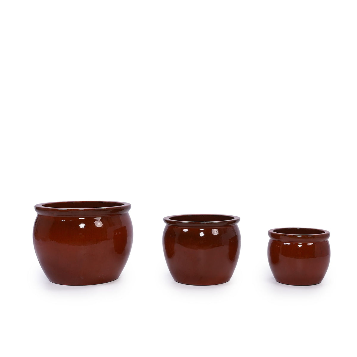 3 Pieces Ceramic Flowerpot, Planter For Patio, Garden Or Windowsills