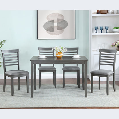 5 Pieces Modern Dining Set, Rectangular Wooden Dining Table With 4 Upholstered Chairs