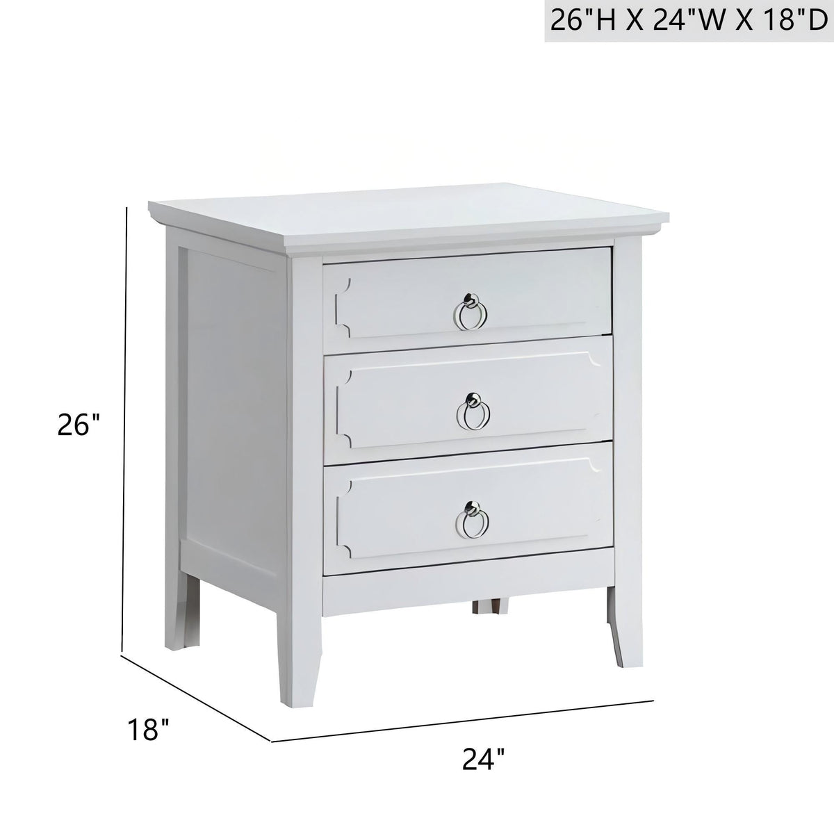 Hammond - 3 Drawer Nightstand - White