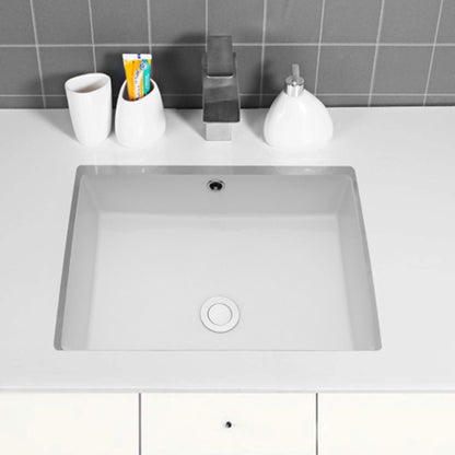 Modern Ceramic Rectangular Undermount Bathroom Sink With Overflow