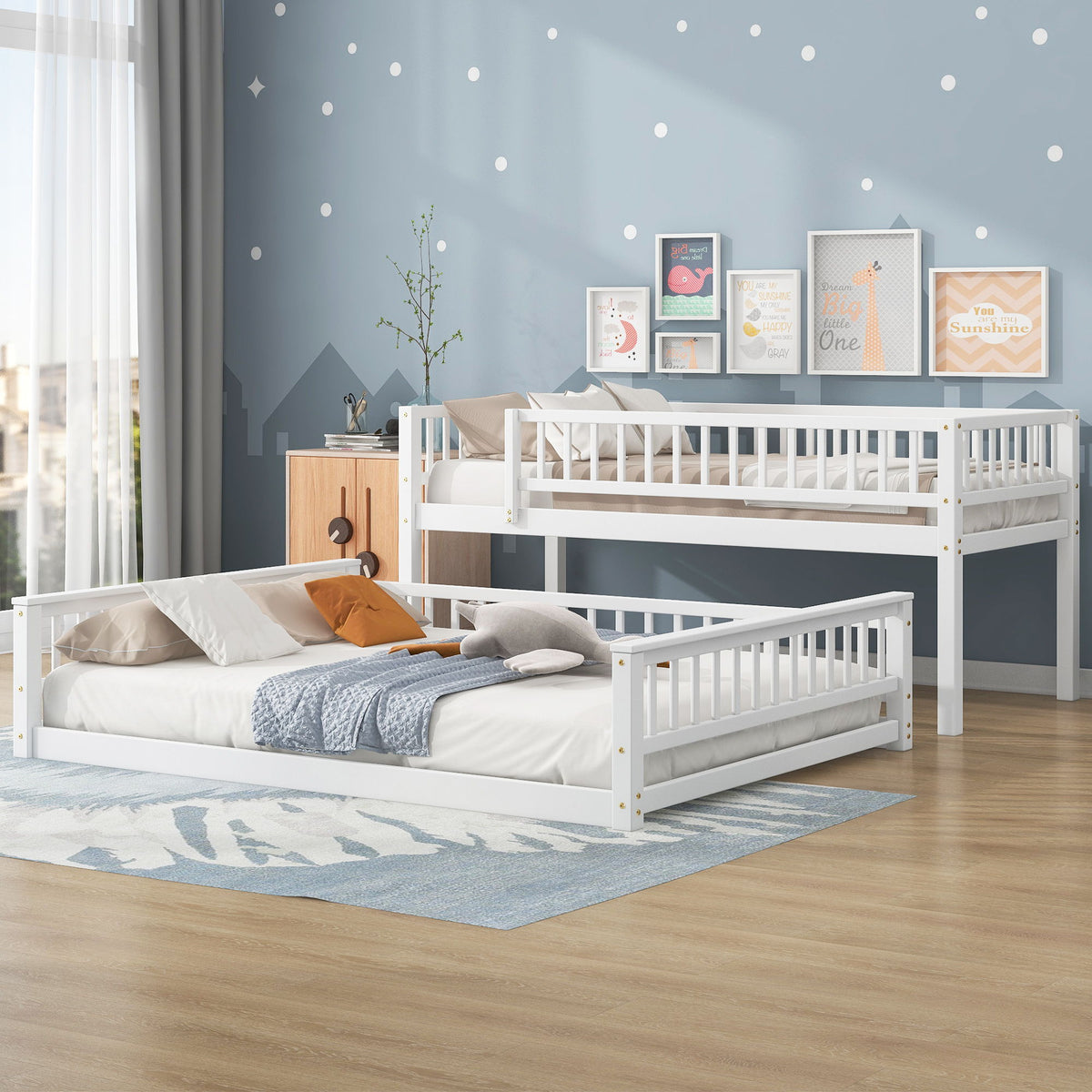 Bunk Bed With Ladder And Guardrails