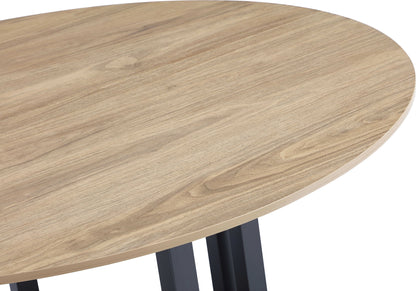 Ceo - Wood Pattern Round Sintered Stone Dining Table - Gunmetal And Washed Oak