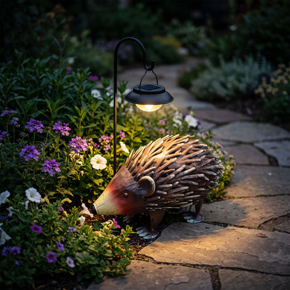 Wrought Hedgehog Garden Statue, Weatherproof Outdoor Lawn Decor - Brown