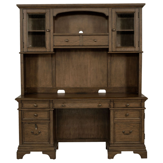 Stigham - 5 Drawer Credenza With Hutch - Oak