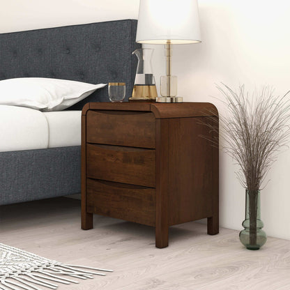 Lionel - Nightstand 3 Drawer Bed Side Table - Brown