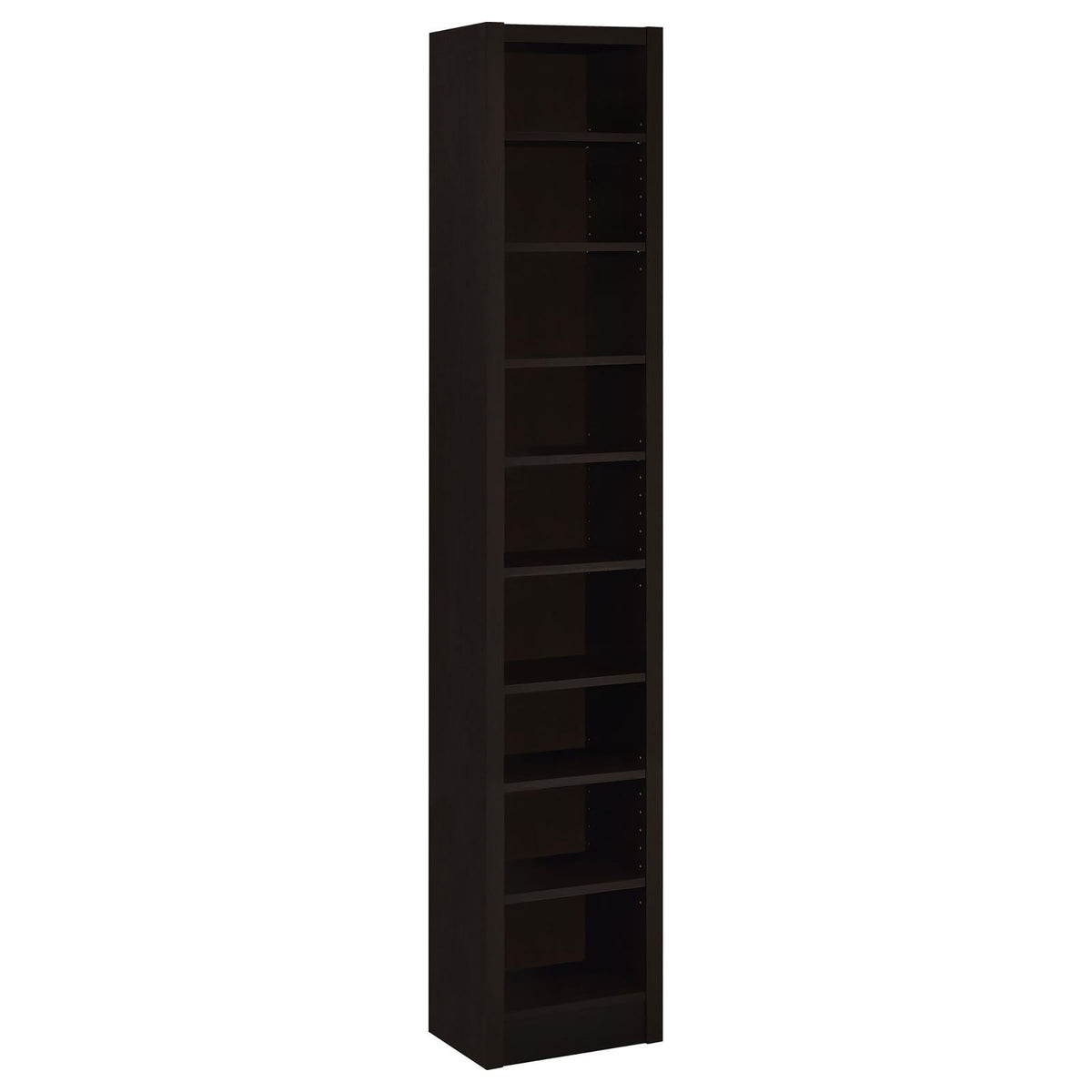 Rectangular Bookcase Tall Slim Storage With 9 Shelves - Brown