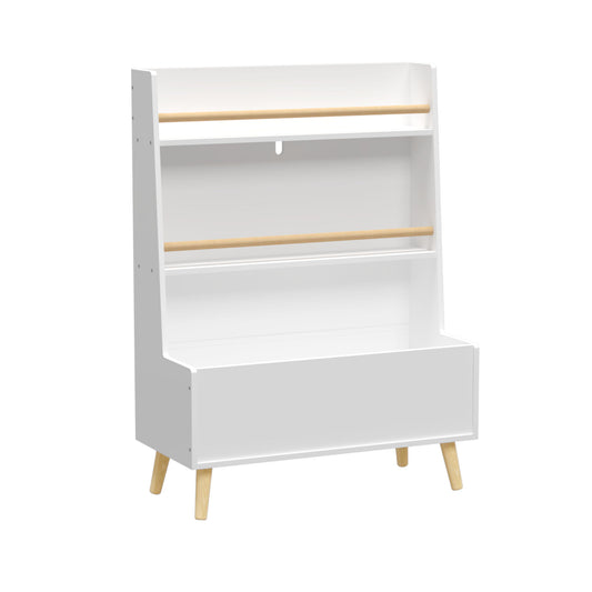 Bookshelf , Book Organizer With Toy Storage - White