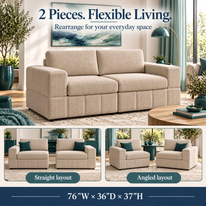 Oversized Modular Loveseat Set