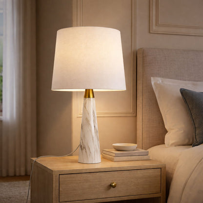 Enclave - Hydro Table Lamp With On / Off Switch Base Shade - Gold / White / White Marble