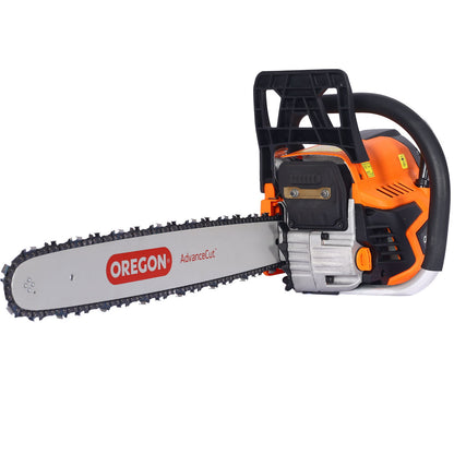 52Cc Gasoline Chainsaw With 20" Oregon Bar And Chain For Wood Cutting Plastic - Orange