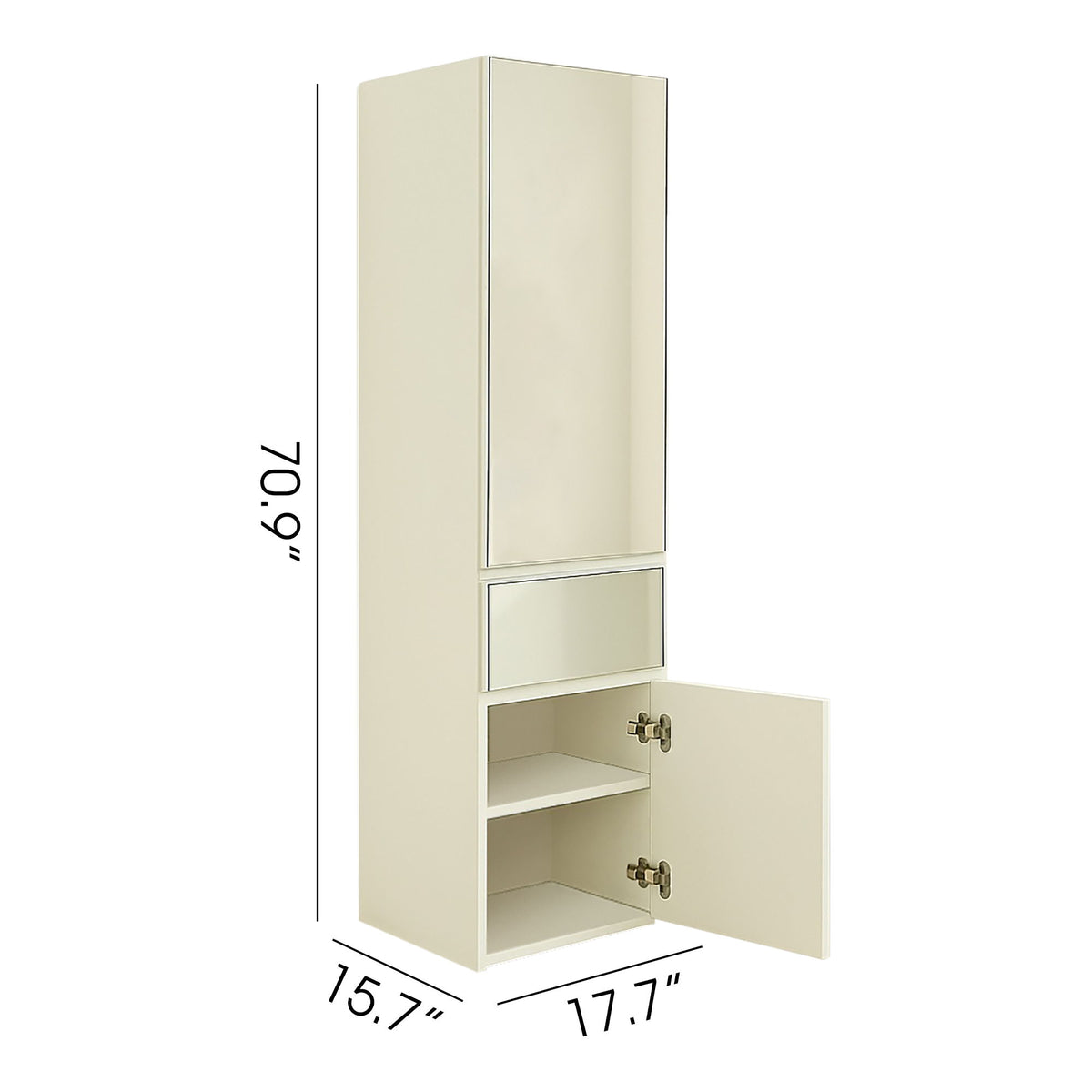 Elise - Slim Modular Closet Cabinet With Mirror - White