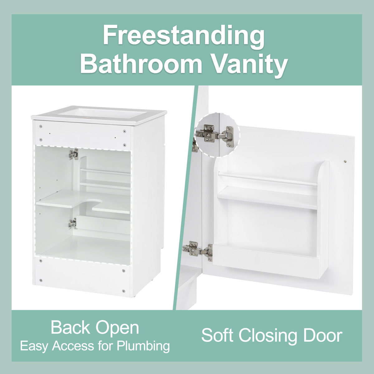Bathroom Vanity With Sink, Cabinet With Adjustable Shelf