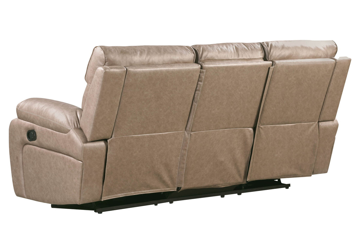 Theon - Faux Leather Manual Glider Reclining Sofa And Two Recliners - Stokes Toffee