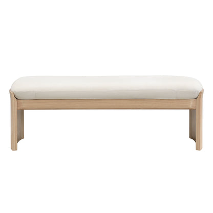 Footstool With Soft Cushion For Living Room - Beige / Natural