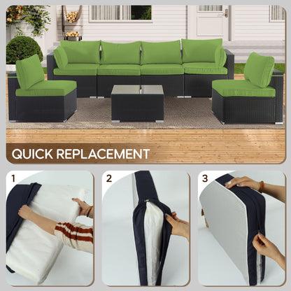 Cushion Covers For 7 Piece Wicker Sectional Sofa, 14 Pack Seat And Back Slipcovers With Zipper