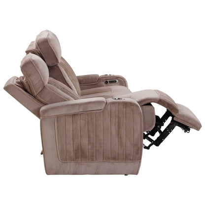 Equinox - Fabric Power Reclining Sofa And Two Recliners - Mushroom