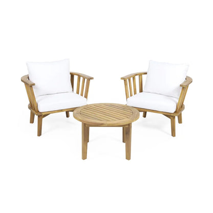 Patio Furniture Set, Outdoor Acacia Wood Patio Club Chair With Table