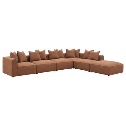 Colleen - 6 Piece Modular Sectional With Tight Seats - Terracotta