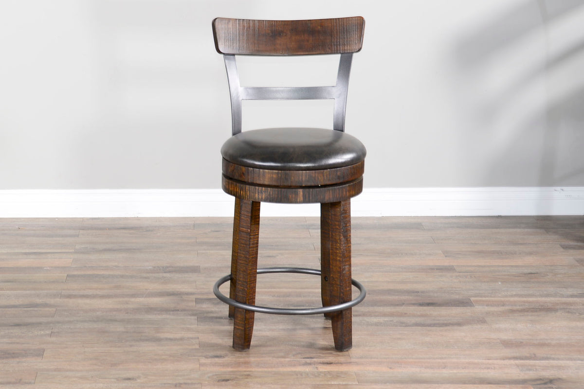 Homestead - Counter Bartool With Back & Swivel, Cushion Seat (Set of 2) - Tobacco Leaf