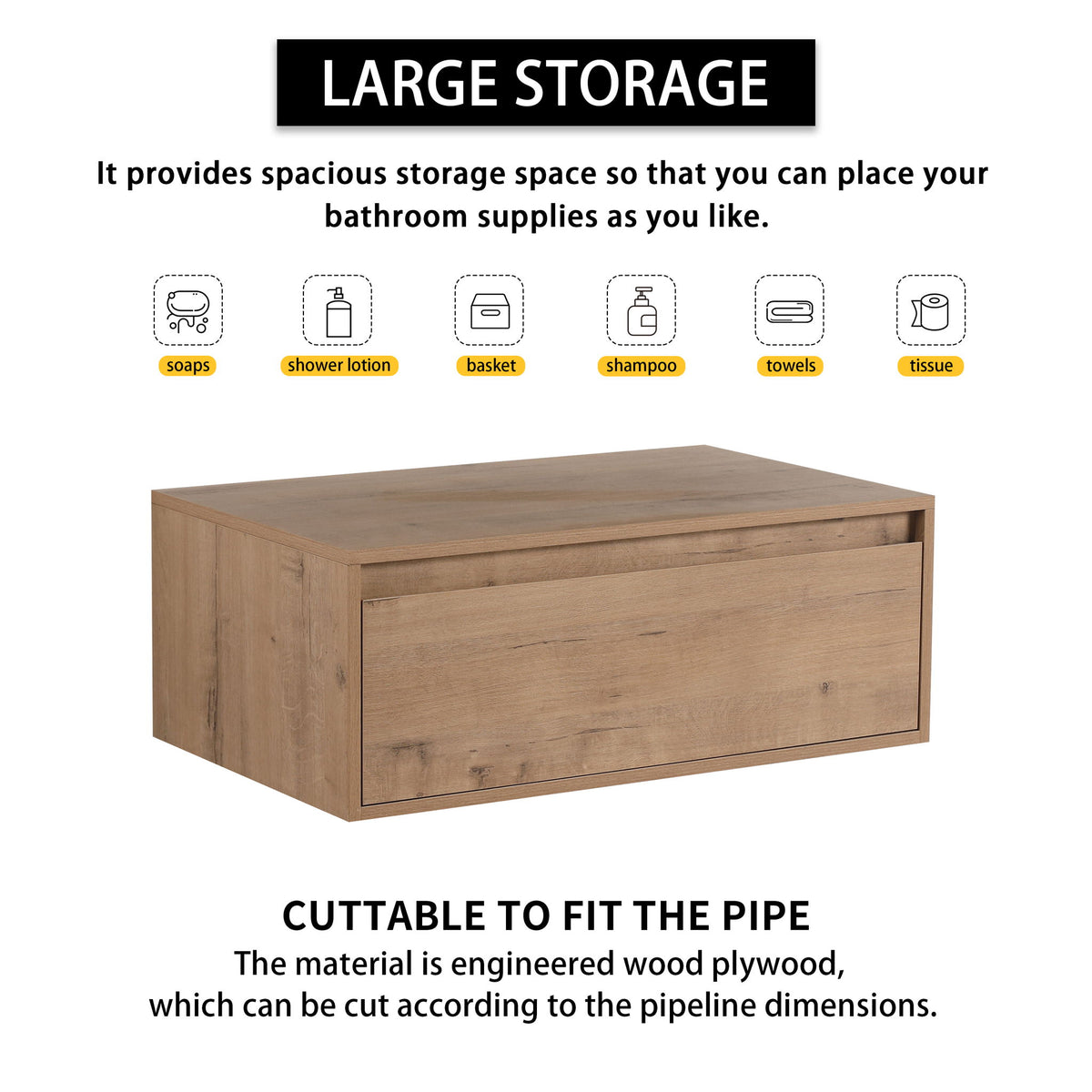 Modern Minimalist Bathroom Cabinet With Soft Close Drawers And Floating Mounting Design