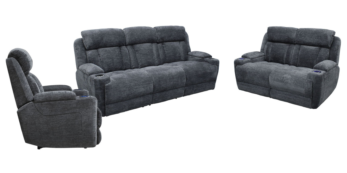 Dalton - Power Reclining Sofa, Loveseat, Recliner - Lucky Charcoal