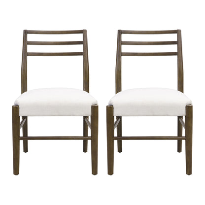 Farmhouse Style Dining Chair Set With Ladder Back Design - Beige
