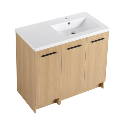 Wall Mounted Floating Bathroom Vanity With Sink, 3 Door Modular Cabinet