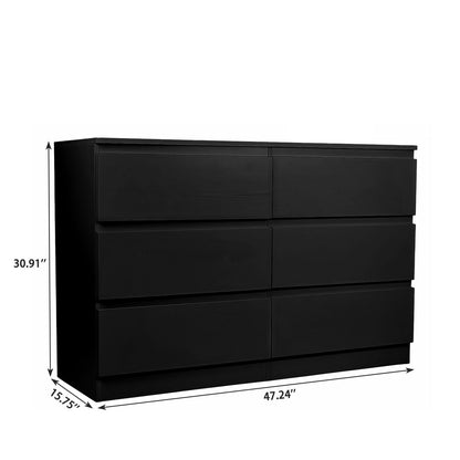 6 Drawer Dresser With Spacious Countertop And Concealed Handles