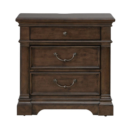 Arden Road - Nightstand With Charging Station - Satin Cherry