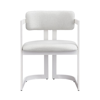 Upholstered Dining Armchairs (Set of 2) - Beige / White