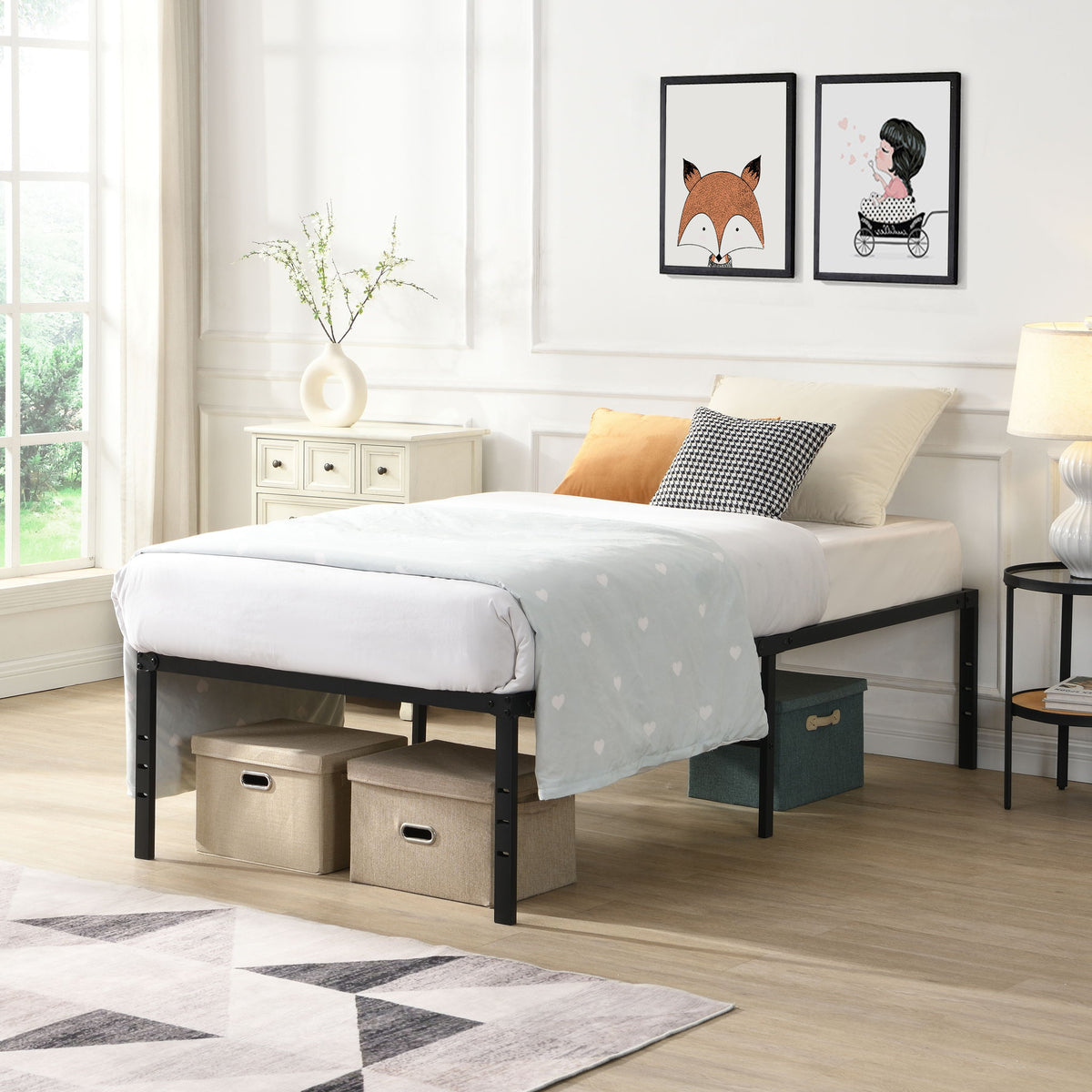 Heavy Duty Metal Bed Frame With Quiet Support