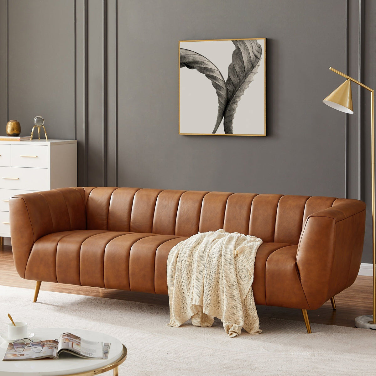 Ava - Sofa - Gold / Tan