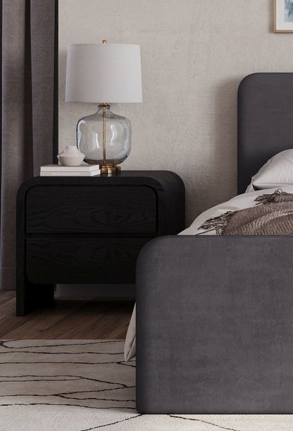 Elora - Two Drawer Nightstand - Jet Black Ash