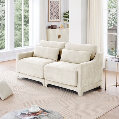 Elegant Sofa With Ergonomic Design And Lumbar Pillows