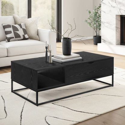 Coffee Table With Lift Top, Storage, Living Room Accent - Black