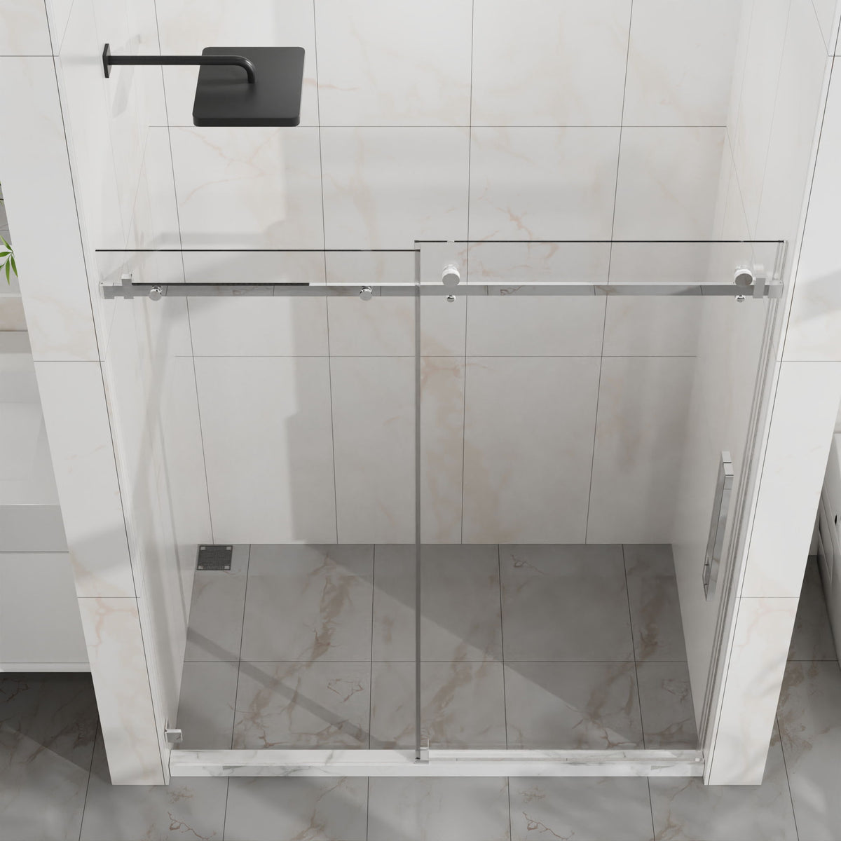 Frameless Tub Sliding Shower Door With Easy Clean Coating