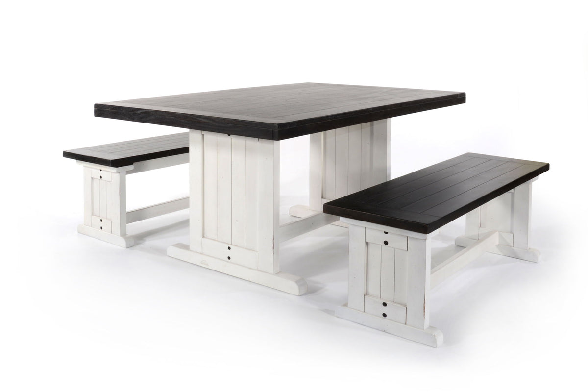 Carriage House - Wood Breakfast Nook Dining Set - Cottage White / Europen Dark