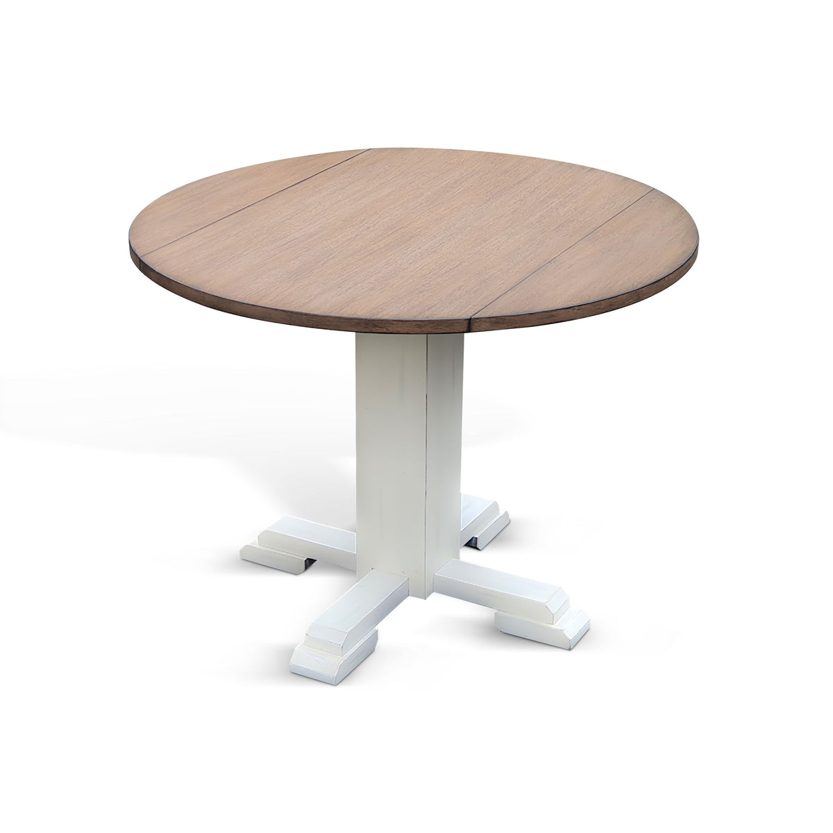Drop Leaf Round Table - Buckskin / Marble White