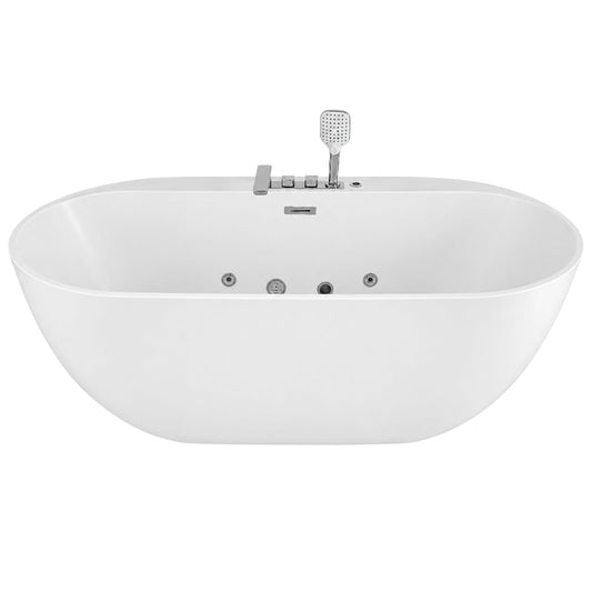 Xavier - Single Person AcrylicCorner Massage Bathtub, Featuring A Gfci Plug, Ul Certified Pump, Upc Certified Drain, And Swivel Faucet - Milk White