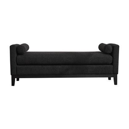 Upholstered End Of Bed Bench With Arms, 2 Bolsters For Bedroom - Black