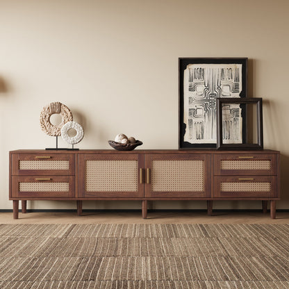 TV Stand, Media Console With 4 Drawers, Soft Closing Hinges - Dark Brown