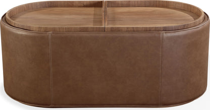 Yeal - Leather Upholstered Storage Table With Wooden Top