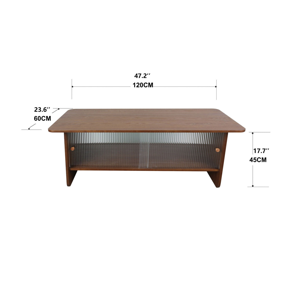 Rectangular Coffee Table With Sliding Door Storage Center
