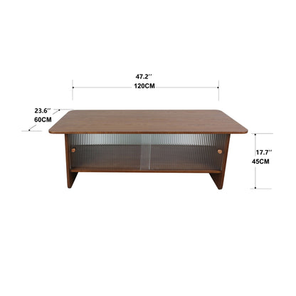 Rectangular Coffee Table With Sliding Door Storage Center