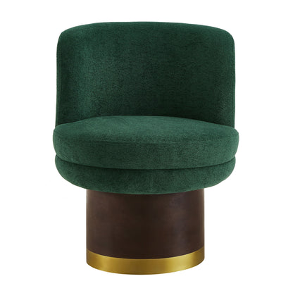 Round Swivel Accent Chair With Ergonomic Backrest For Living Room