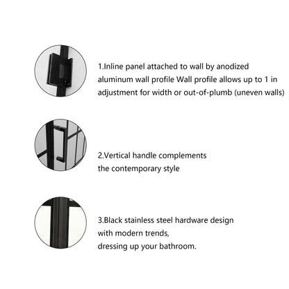Frameless Pivot Shower Door With Pattern Glass, Open Entry Design