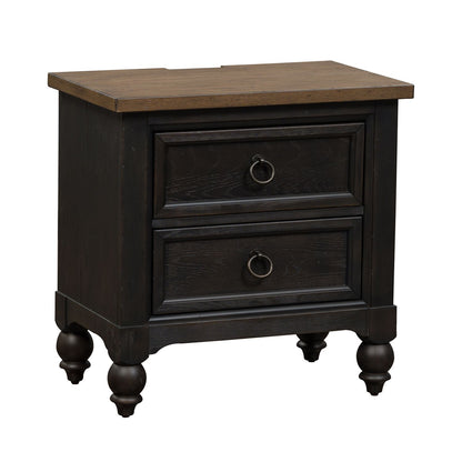 Americana Farmhouse - 2 Drawer Night Stand With Charging Station