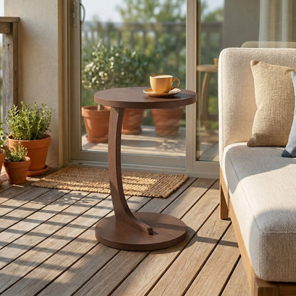 C - Shaped End Table With Sturdy Base