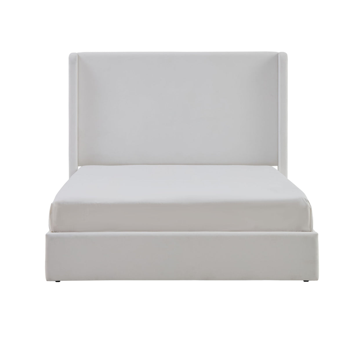 Carmen - King Size Upholstered Wingback Bed - White